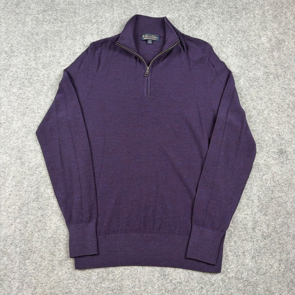 Brooks Brothers Other - Brooks Brothers Sweater Mens M Purple Brookstech Merino Wool Quarter Zip Golf